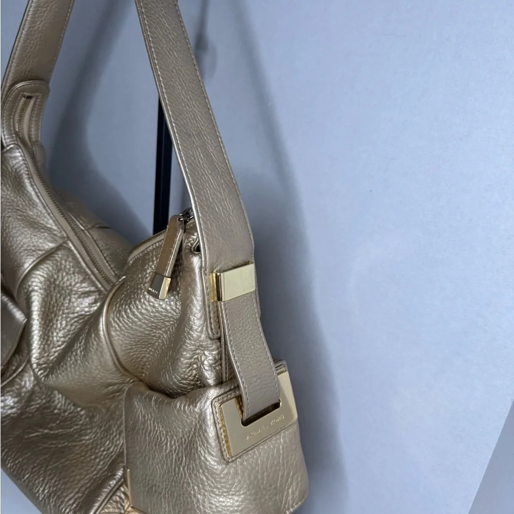 Michael Kors Gold Soft Leather Shoulder Bag.